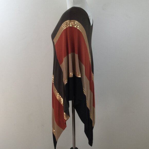 Ellen Tracy Sequin Colorblock Poncho s/p - Picture 4 of 11